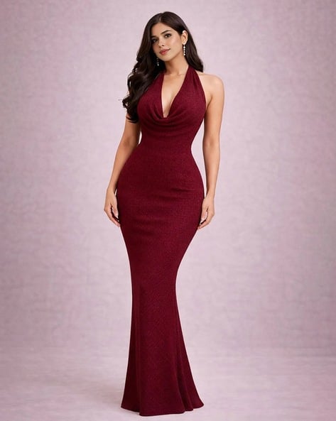 Fyre Rose Women Cowl Neck Bodycon Maxi Dress