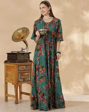 9shines label Women Floral Print Round-Neck Nightgown-picture-47