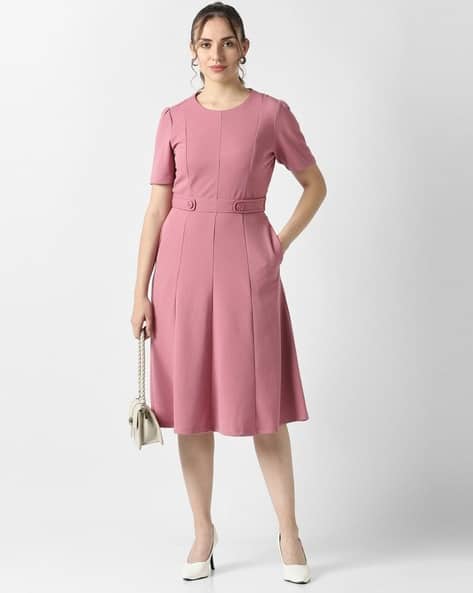 Buy Van Heusen Women Shift Dress with Belt Accent Online