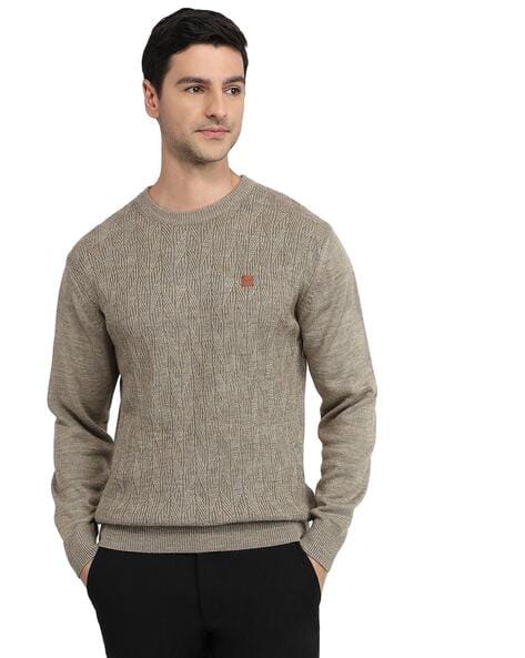 Colorplus Men Geometric-Knit Regular Fit Pullover