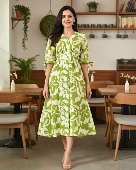 Revangi Women Floral Print Shirt Dress