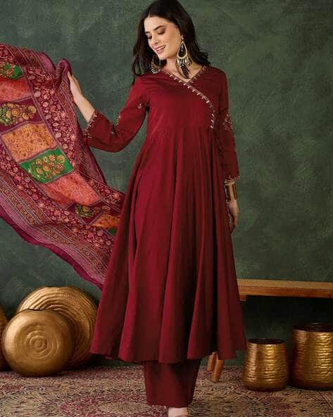 Indie Picks Embroidery Angrakha Kurta Set