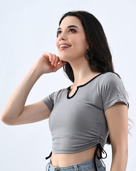 Buda Jeans Co Women Slim Fit Top with Short Sleeves