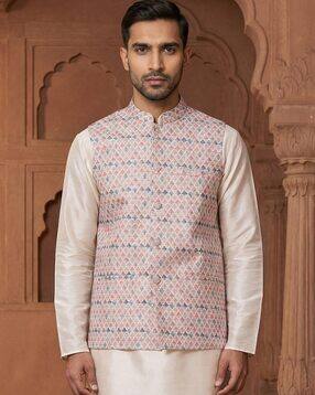 jompers loral Printed and Embroidered Nehru Jacket-picture-13