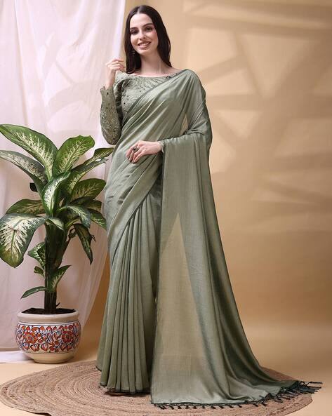Nyrika Women Embroidered Silk Saree With Blouse Piece