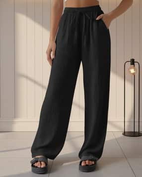 Women Relaxed Fit Flat-Front Pants