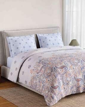 Paisley Print Queen Bedsheet with Pillow Covers 144TC-image-43
