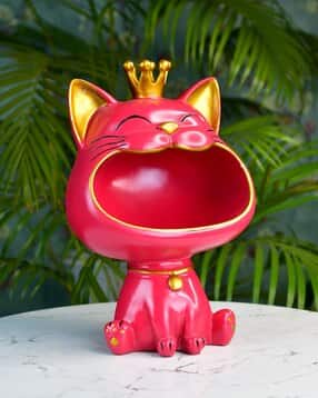 Resin Open Mouth Cat Storage Bowl Showpiece-image-17
