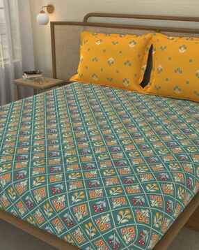 portico new york signature Cotton Printed Bedsheet with Pillow Cover-picture-24