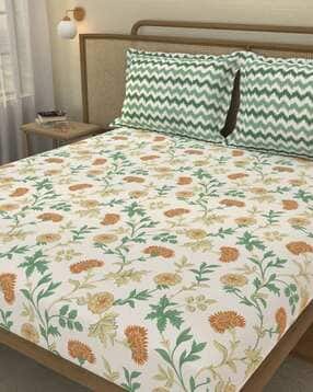 portico new york signature Printed Cotton Fitted Sheet with Pillow Covers-picture-29