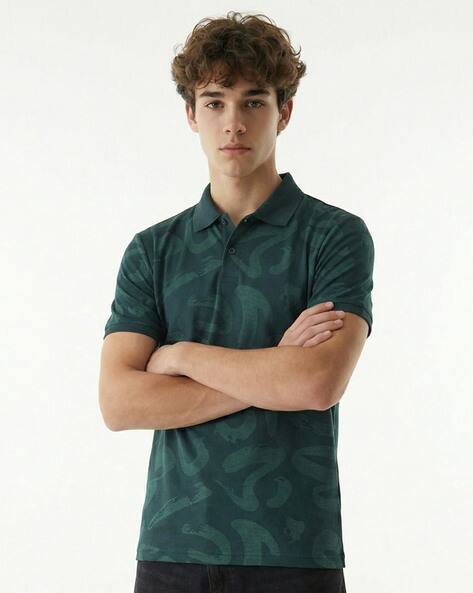 Buda Jeans Co Men Graphic Print Regular Fit Polo T-Shirt