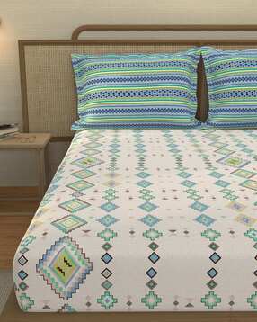 portico new york signature Cotton Printed Bedsheet with Pillow Cover-picture-28
