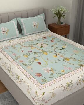 portico new york signature Printed Cotton Bedsheet with Pillow Cover-picture-17