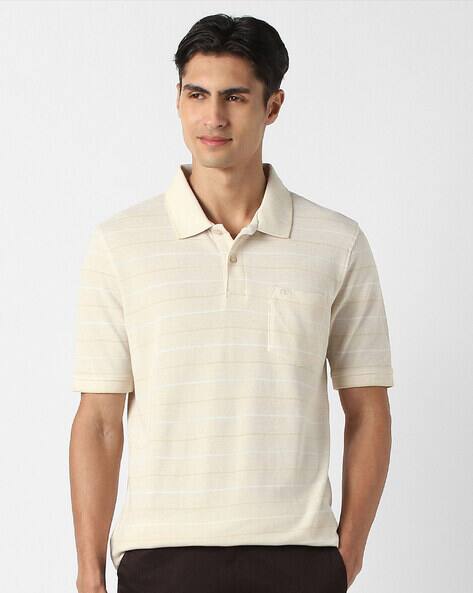 PETER ENGLAND Men Striped Regular Fit Polo T-Shirt with Patch Pocket