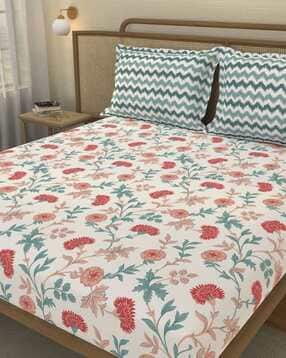 portico new york signature Cotton Printed Bedsheet with Pillow Cover-picture-27