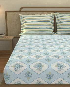 portico new york signature Printed Cotton Bedsheet with Pillow Cover-picture-12