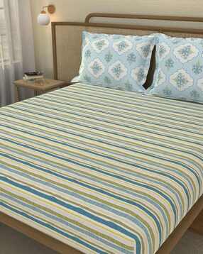 Cotton Printed Fitted Sheet with Pillow Covers-image-36