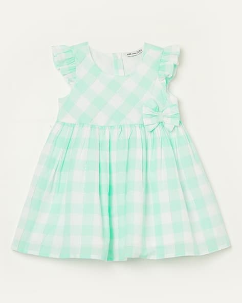 Fame forever by lifestyle Girls Checked A-Line Dress with Round Neck