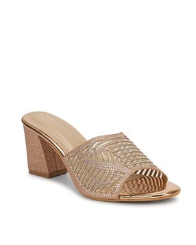 Men Metallic & Glitter Slip-On Heeled Sandals-image-24