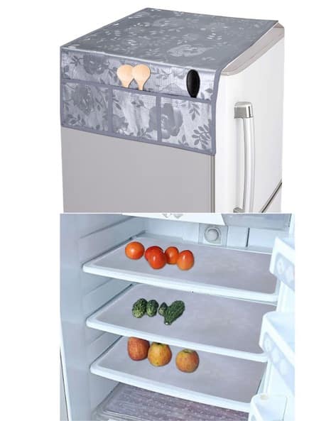 CROSMO Set of 4 Floral Print Fridge Mats with Top Cover