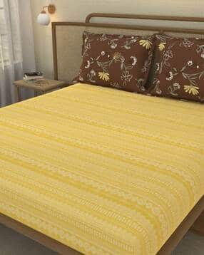 portico new york signature Printed Cotton Bedsheet with Pillow Cover-picture-49