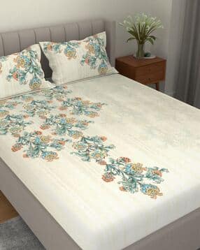 portico new york signature Printed Cotton Bedsheet with Pillow Cover-picture-18