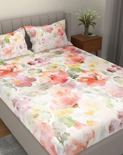 Portico New York Signature Printed Cotton Bedsheet with Pillow Cover