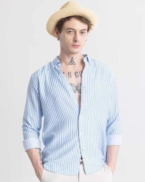 Men Striped Slim Fit Shirt with Full Sleeves deal from ajio Men Striped Slim Fit Shirt with Full Sleeves deal from ajio