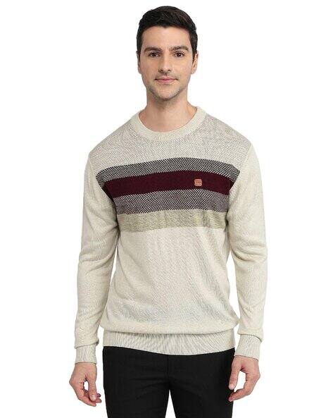 Colorplus Men Striped Regular Fit Sweater