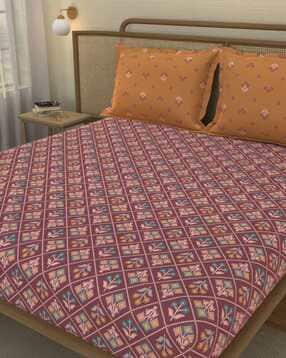 portico new york signature Printed Cotton Bedsheet with Pillow Cover-picture-18