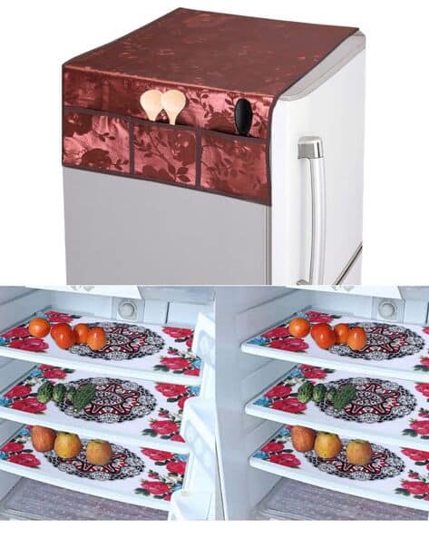 CROSMO Set of 7 Printed Fridge Mats with Top Cover