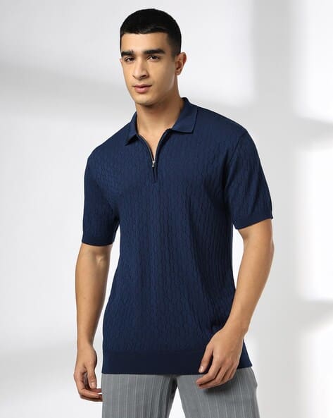 Teamspirit Men Structured Flat Knit Regular Fit Polo T-Shirt