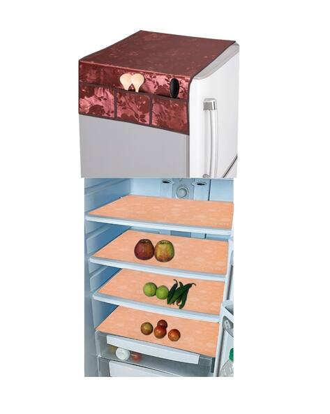 CROSMO Set of 5 Printed Fridge Mats with Top Cover