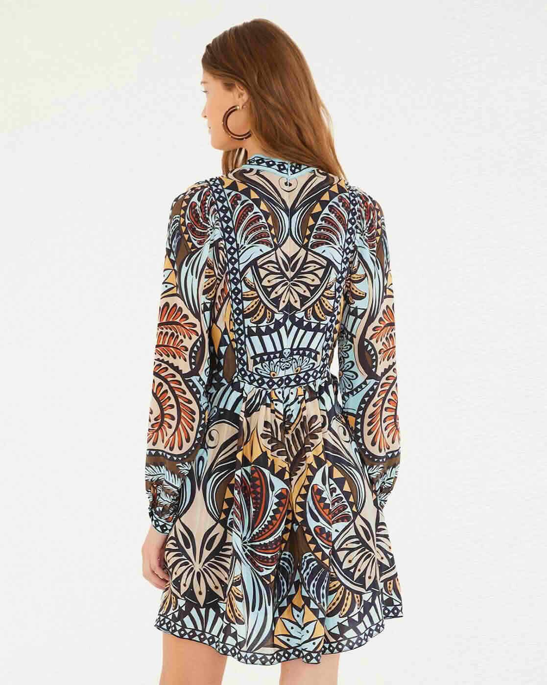 farm rio printed shift mini dress Farm Rio Sleeveless Square-Neck Shift Mini Dress