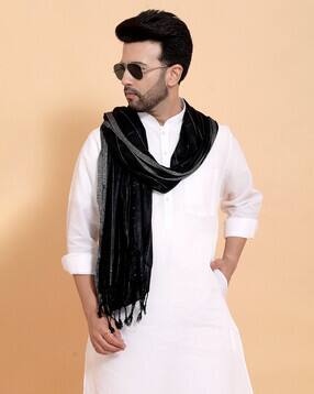 Men Embellished Stole with Fringes-image-21