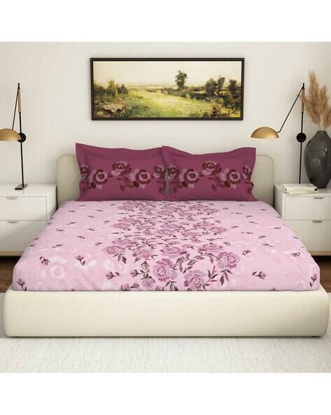 SPACES Cotton Printed Bedsheet with 2 Pillow
