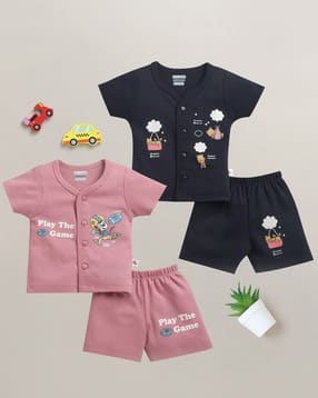 bumzee Pack of 2 Printed Jablas & Shorts Set-picture-34