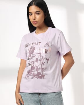 dnmx Women Beauty Print Oversized Crew-Neck T-Shirt-picture-32
