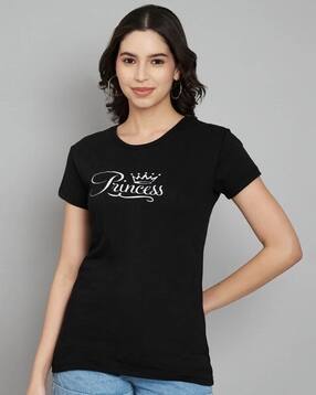 trend level Women Typographic Print Regular Fit Round-Neck T-Shirt-picture-35