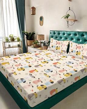klotthe 250 TC Cartoon Print King-Size Bedsheet with Pillow Covers-picture-34