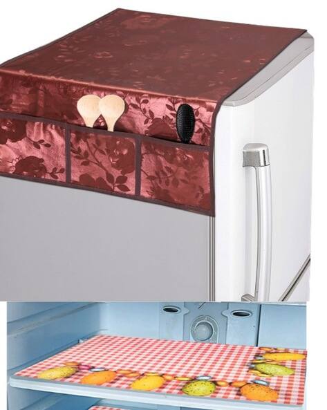 CROSMO Set of 4 Waterproof Fridge Mats with Cover