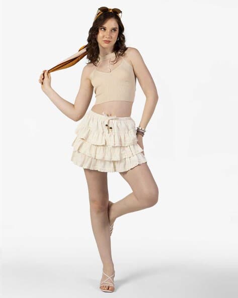 Women Mini Tiered Skirt