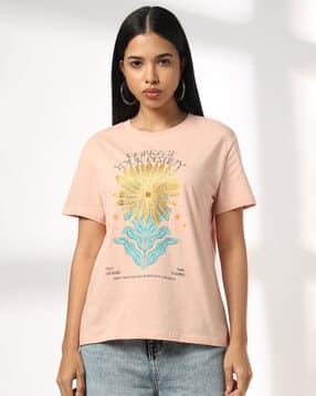 dnmx Women Graphic Print Loose Fit Crew-Neck T-Shirt-picture-20