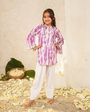 Girls Tie & Dye Kurta Set-image-4
