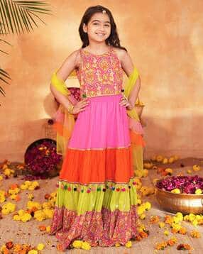 pspeaches Girls Colourblock Lehenga Choli with Dupatta-picture-23