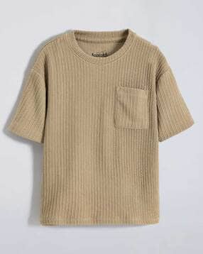 hopscotch Textured Knit Pocket T-Shirt-picture-49