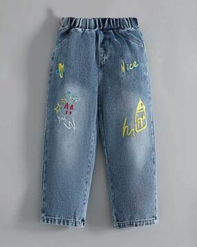 hopscotch Star Embroidered Denim Barrel Jeans-picture-50