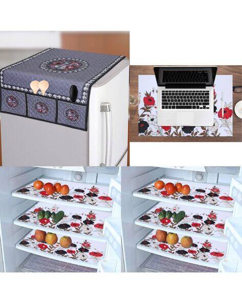 CROSMO Set of 6 Waterproof Fridge Mats with Cover