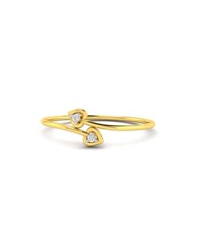 avsar Women Yellow Gold American Diamond-Studded Minakshi Ring-picture-40