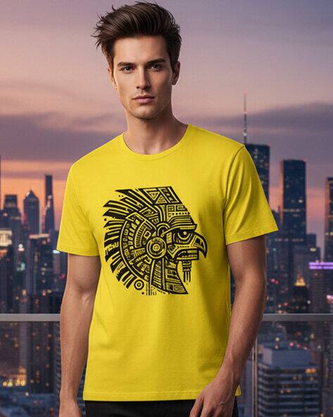 BON KOUTURE Men Printed Regular Fit Round-Neck T-Shirt
